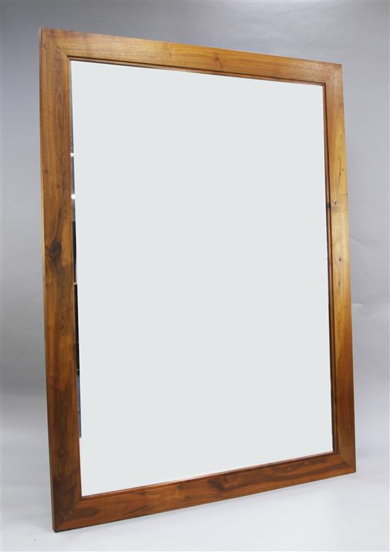 A pair of modern rectangular walnut framed wall mirrors, 6ft 2.5in. x 4ft 7in.